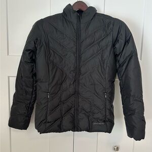 Eddie Bauer Black Premium Goosedown Puffer Jacket with Floral Lining S